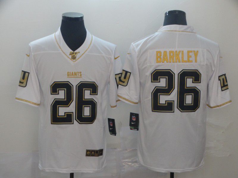 Men New York Giants #26 Barkley White Retro gold character Nike NFL Jerseys->baltimore ravens->NFL Jersey
